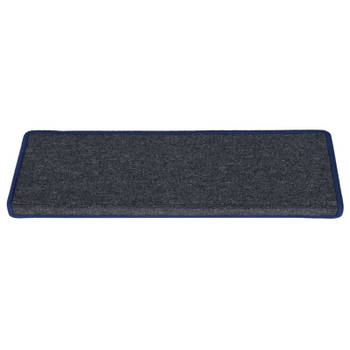 vidaXL Trapmatten 15 st 65x21x4 cm grijs en blauw