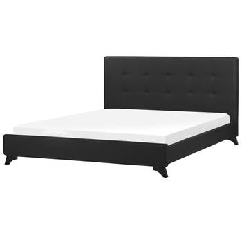 Beliani AMBASSADOR - Tweepersoonsbed-Zwart-Chenille