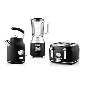 Westinghouse Retro Waterkoker + Broodrooster 4 Sleuven + Blender - Zwart