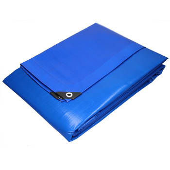 Zeildoek met ogen, 8x10 m 180g/m², blauw, gemaakt van polyethyleenweefsel met polyethyleen coating aan beide zijden