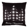 Clayre & Eef Kussenhoes 45x45 cm Zwart Wit Polyester Kerstbomen Merry Christmas Sierkussenhoes Zwart Sierkussenhoes