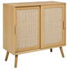 Beliani HODGEN - Sideboard-Lichte houtkleur-Vezelplaat, Rotan