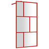 vidaXL Inloopdouchewand transparant 115x195 cm ESG-glas rood