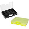 Forte Plastics - 4x Opberg vakjes doos/Sorteerbox - 13-vaks kunststof - 27 x 20 x 3 cm - zwart/groen - Opbergbox