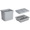 Sunware opslagbox kunststof 45 liter lichtgrijs 45 x 36 x 36 cm met deksel en organiser tray - Opbergbox