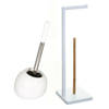 WC-/toiletborstel met toiletrolhouder set wit - Badkameraccessoireset