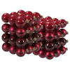 72x stuks glazen kerstballen rood/donkerrood 4 en 6 cm mat/glans - Kerstbal