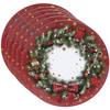 Set van 6x stuks ronde kerst onderborden kerstkrans 33 cm - Onderborden