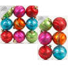 15x Gekleurde mix kunststof kerstballen pakket 6 en 8 cm - Kerstbal