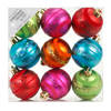 9x Kunststof gekleurde kerstballen glitter 6 cm - Kerstbal