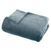 Fleece deken/fleeceplaid grijsblauw 130 x 180 cm polyester - Plaids