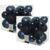 52x stuks kunststof kerstballen donkerblauw (night blue) 6-8-10 cm - Kerstbal