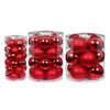 62x stuks glazen kerstballen rood mix 4, 6 en 8 cm glans en mat - Kerstbal
