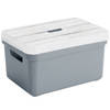 Sunware Opbergbox/mand - blauwgrijs - 5 liter - met deksel hout kleur - Opbergbox