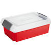 Sunware opslagbox kunststof 30 liter rood 59 x 39 x 17 cm met extra hoge deksel - Opbergbox