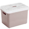 Sunware Opbergbox/mand - oud roze - 18 liter - met deksel hout kleur - Opbergbox