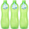 Plasticforte Drinkfles/waterfles/bidon - 3x - 1500 ml - transparant/groen - kunststof - Drinkflessen