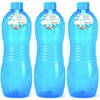 Plasticforte Drinkfles/waterfles/bidon - 3x - 1000 ml - transparant/blauw - kunststof - Drinkflessen