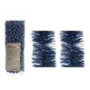 Kerstversiering set van 2x stuks folieslingers en 1x stuks kralenslingers donkerblauw - Kerstslingers