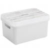Sunware Opbergbox/mand - wit - 13 liter - met deksel hout kleur - Opbergbox