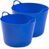 Flexibele emmers - 2x stuks - 26 liter en 39 liter - blauw - Wasmanden