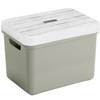 Sunware Opbergbox/mand - lichtgroen - 18 liter - met deksel hout kleur - Opbergbox
