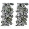 Set van 3x stuks kerst dennenslinger guirlandes groen met sneeuw 20 x 270 cm - Guirlandes