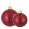 Grote kerstballen 2x stuks donkerrood 15 en 20 cm kunststof - Kerstbal