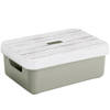 Sunware Opbergbox/mand - lichtgroen - 9 liter - met deksel hout kleur - Opbergbox