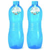 Plasticforte Drinkfles/waterfles/bidon - 2x - 1000 ml - transparant/blauw - kunststof - Drinkflessen