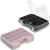 Forte Plastics - 4x Opberg vakjes doos/Sorteerbox - 21-vaks kunststof - 28 x 21 x 6 cm - zwart/roze - Opbergbox