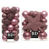 70x stuks kunststof kerstballen met ster piek oudroze (velvet pink) mix - Kerstbal