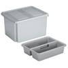 Sunware opslagbox kunststof 32 liter lichtgrijs 45 x 36 x 24 cm met deksel en organiser tray - Opbergbox