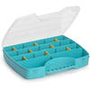 Plasticforte Opbergkoffertje/opbergdoos/sorteerbox - 13-vaks - kunststof - blauw - 25 x 21 x 4 cm - Opbergbox