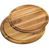 Houten broodplanken/serveerplanken 2x stuks rond met sapgroef 25 en 30 cm - Serveerplanken