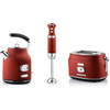 Westinghouse Retro Waterkoker + Broodrooster 2 Sleuven + Staafmixer - Rood