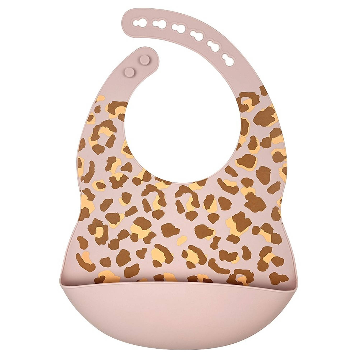 Dutsi - Siliconen Baby Slabbetje - Met opvangbakje - luipaard print