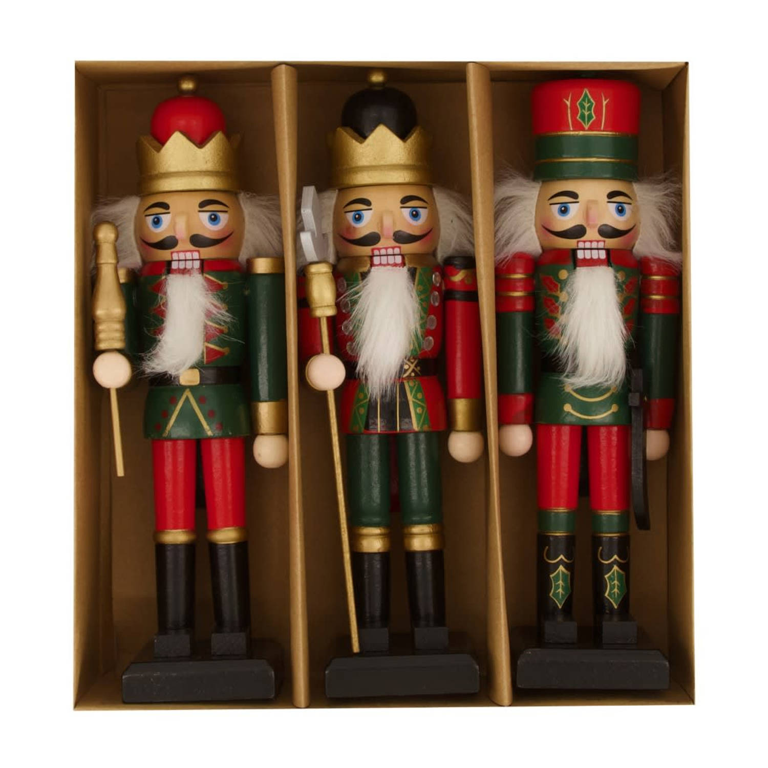 Dijk Natural Collections - Figurine nutrcracker wood 24x7x26cm 3pc in box - Rood