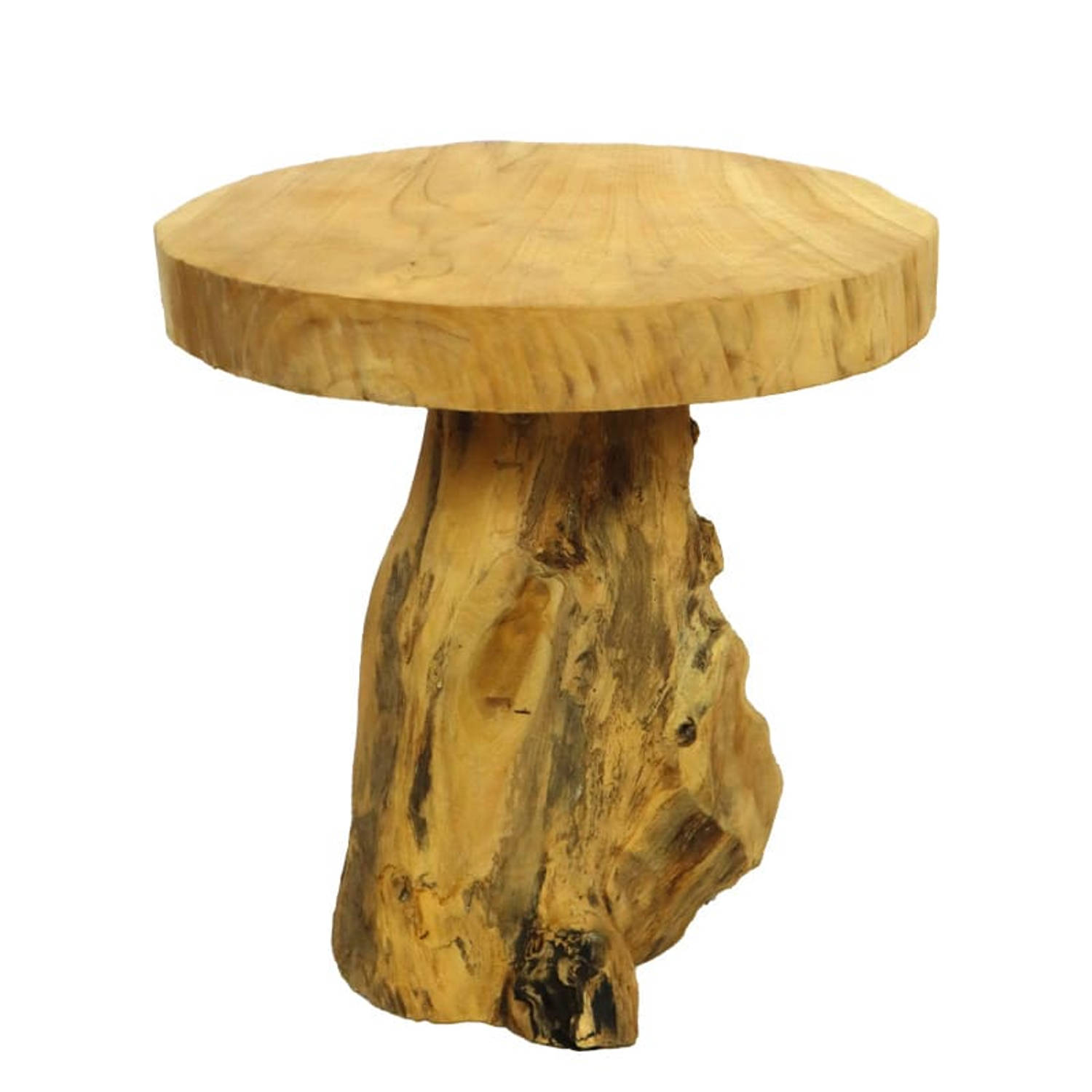 Houten kruk teak hout naturel 41 x 40 x 25 cm