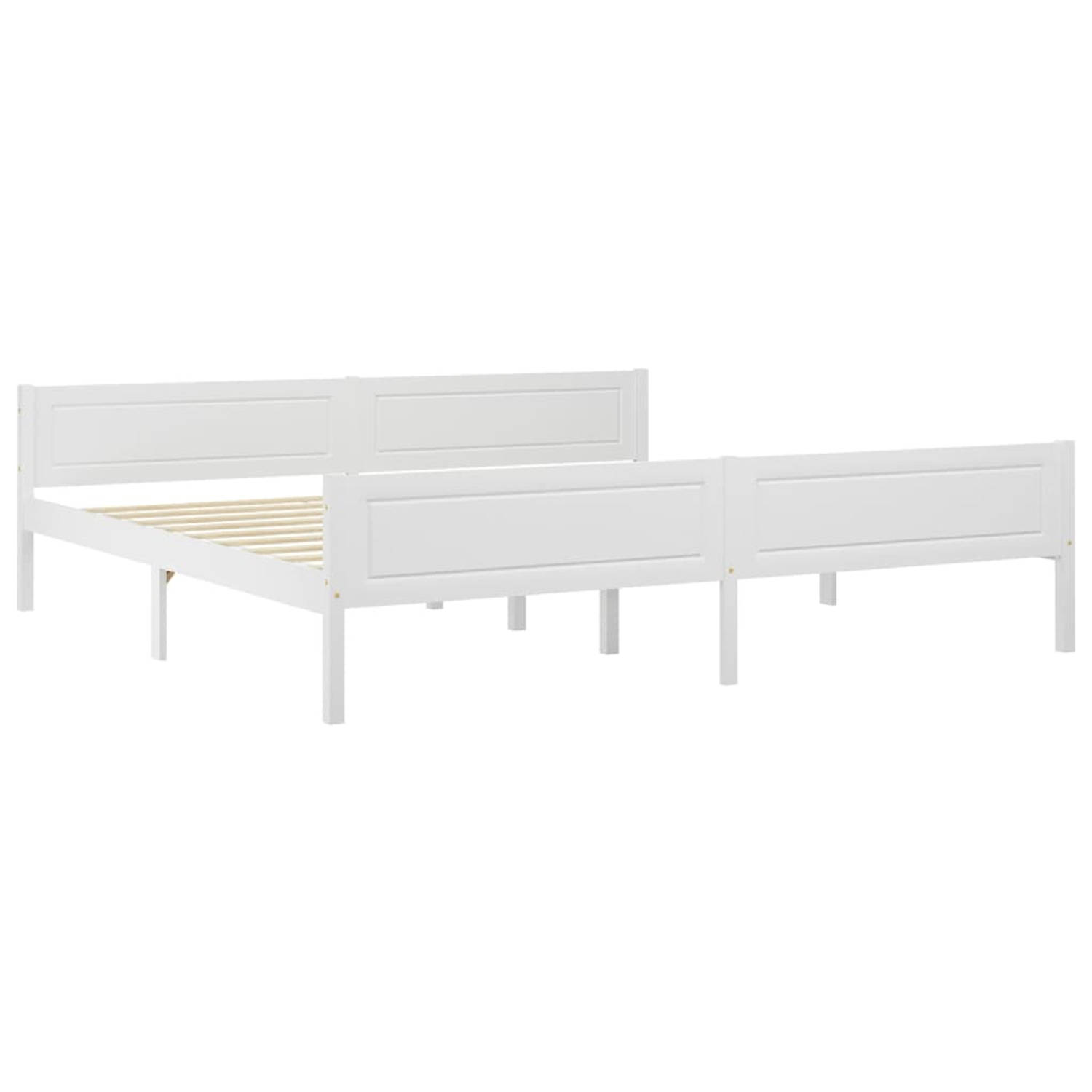 The Living Store Bedframe massief grenenhout wit 200x200 cm - Bedframe - Bedframe - Bed Frame - Bed Frames - Bed - Bedden - 2-persoonsbed - 2-persoonsbedden - Tweepersoons Bed