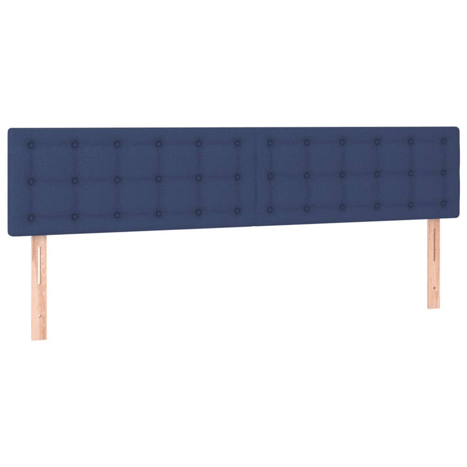 The Living Store Hoofdborden 2 st 90x5x78/88 cm stof blauw - Bedonderdeel