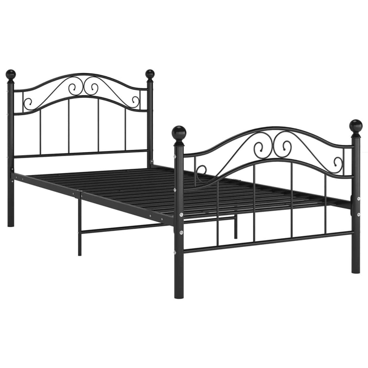 The Living Store Bedframe metaal zwart 90x200 cm - Bedframe - Bedframes - Eenpersoonsbed - Eenpersoonsbedden - Bed - Bedden - Bedombouw - Bedombouwen - Frame - Frames - Slaapmeubel