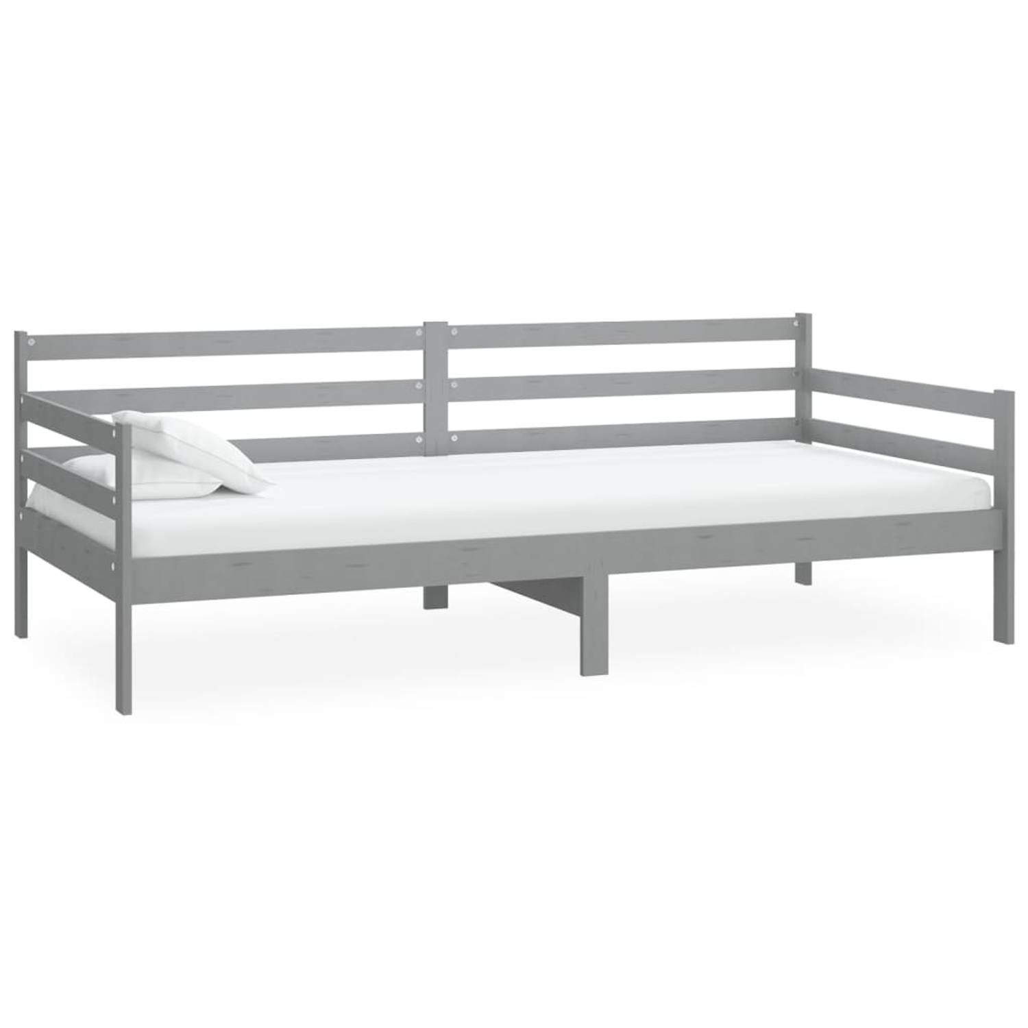 The Living Store Slaapbank massief grenenhout grijs 90x200 cm - Bedbank - Bedbanken - Bed Bank - Bed Banken - Slaapbank - Slaapbanken - Slaap Bank - Slaap Banken - Houten Bedbank -