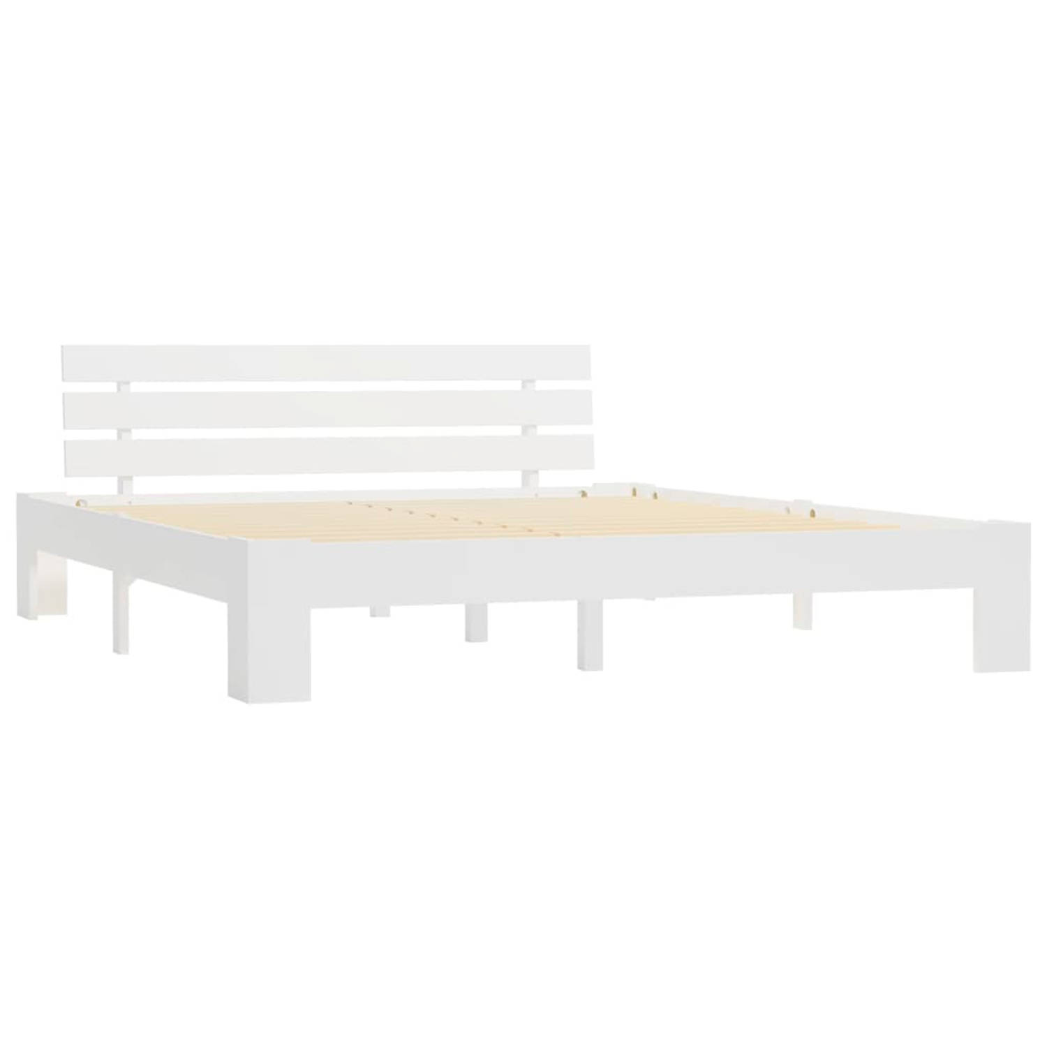 The Living Store Bedframe massief grenenhout wit 180x200 cm - Bed