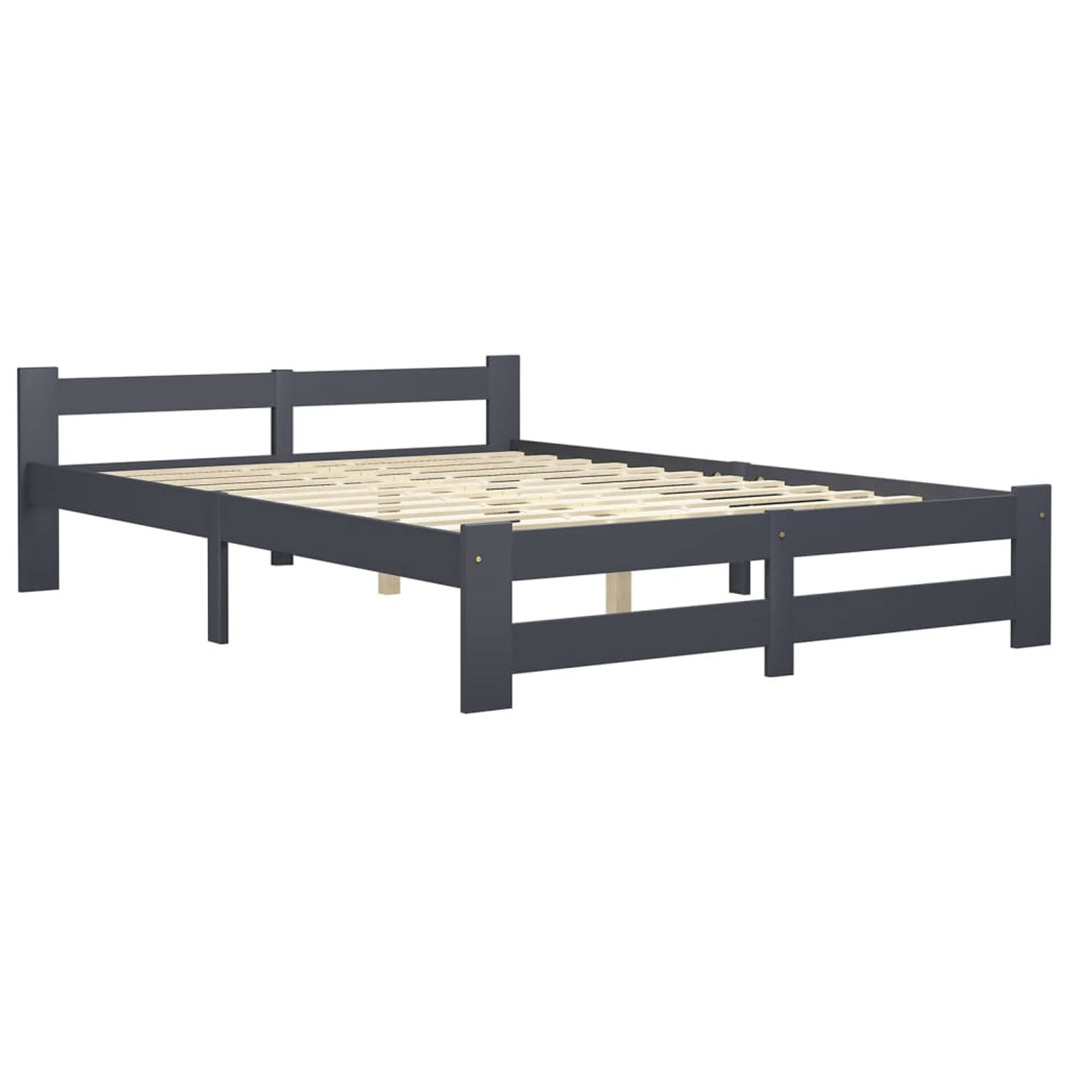 The Living Store Bedframe massief grenenhout donkergrijs 180x200 cm - Bedframe - Bedframes - Bed Frame - Bed Frames - Bed - Bedden - Houten Bedframe - Houten Bedframes - 2-persoons