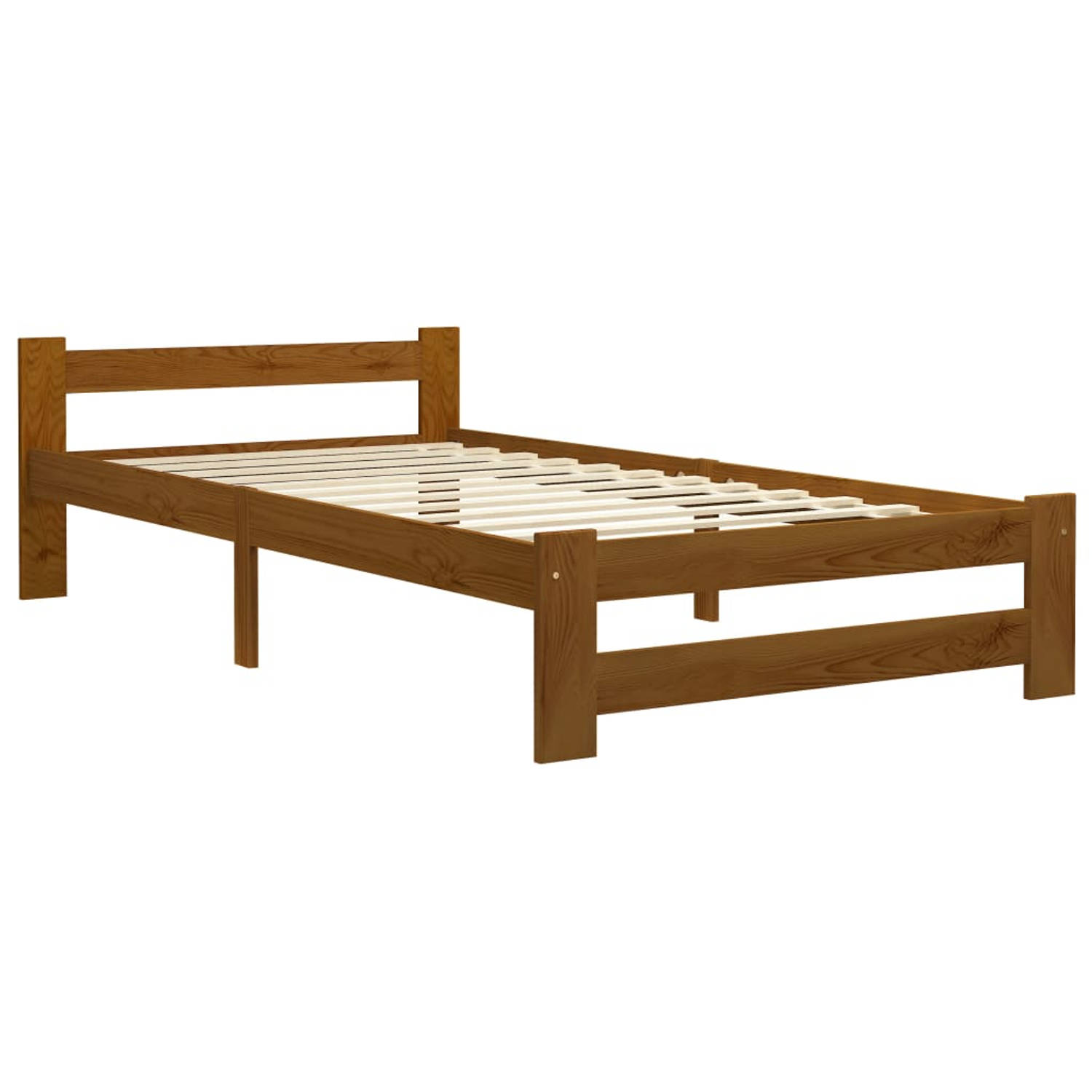 The Living Store Bedframe massief grenenhout honingbruin 90x200 cm - Bedframe - Bedframe - Bed Frame - Bed Frames - Bed - Bedden - 1-persoonsbed - 1-persoonsbedden - Eenpersoons Be