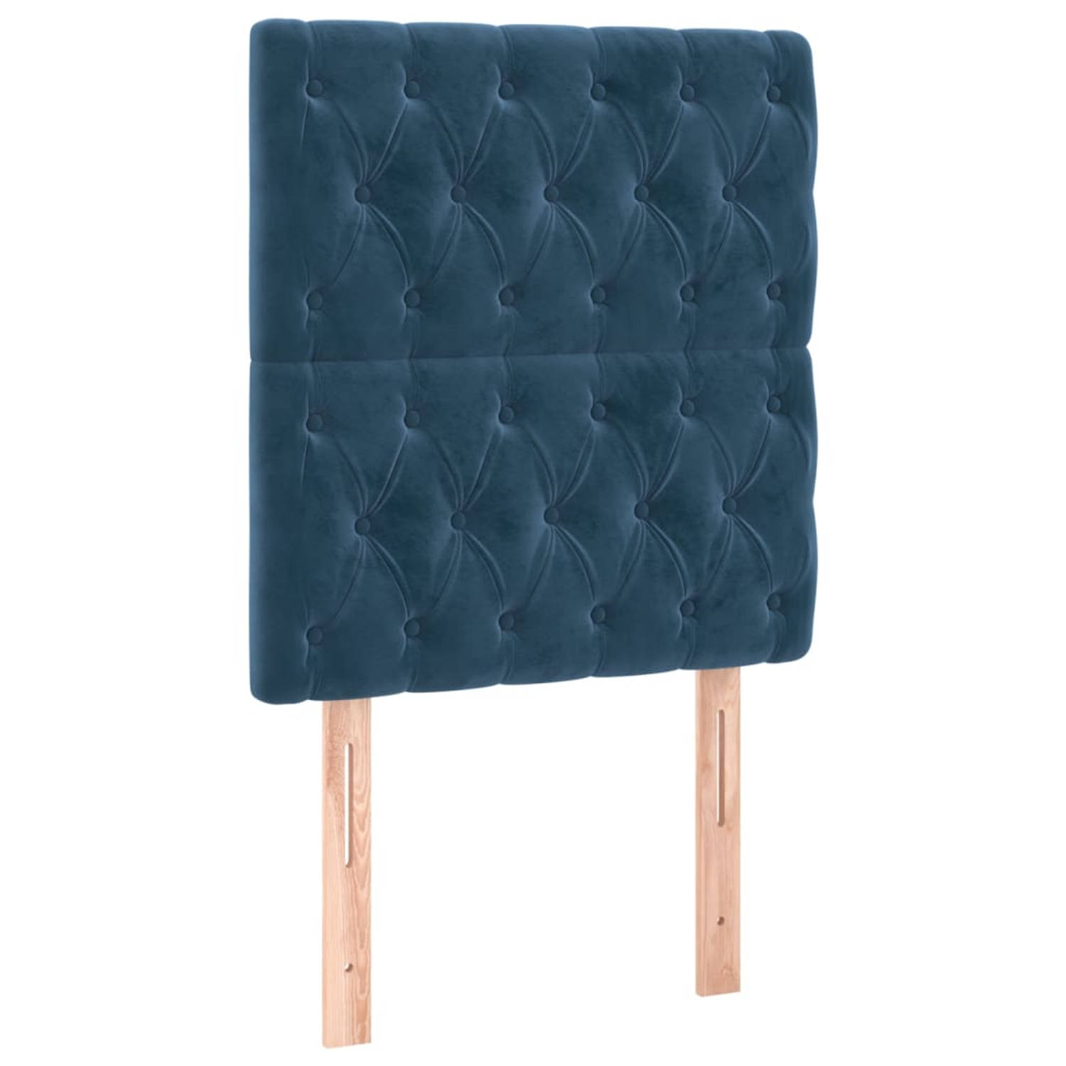 The Living Store Hoofdborden 2 st 80x7x78/88 cm fluweel donkerblauw - Bedonderdeel