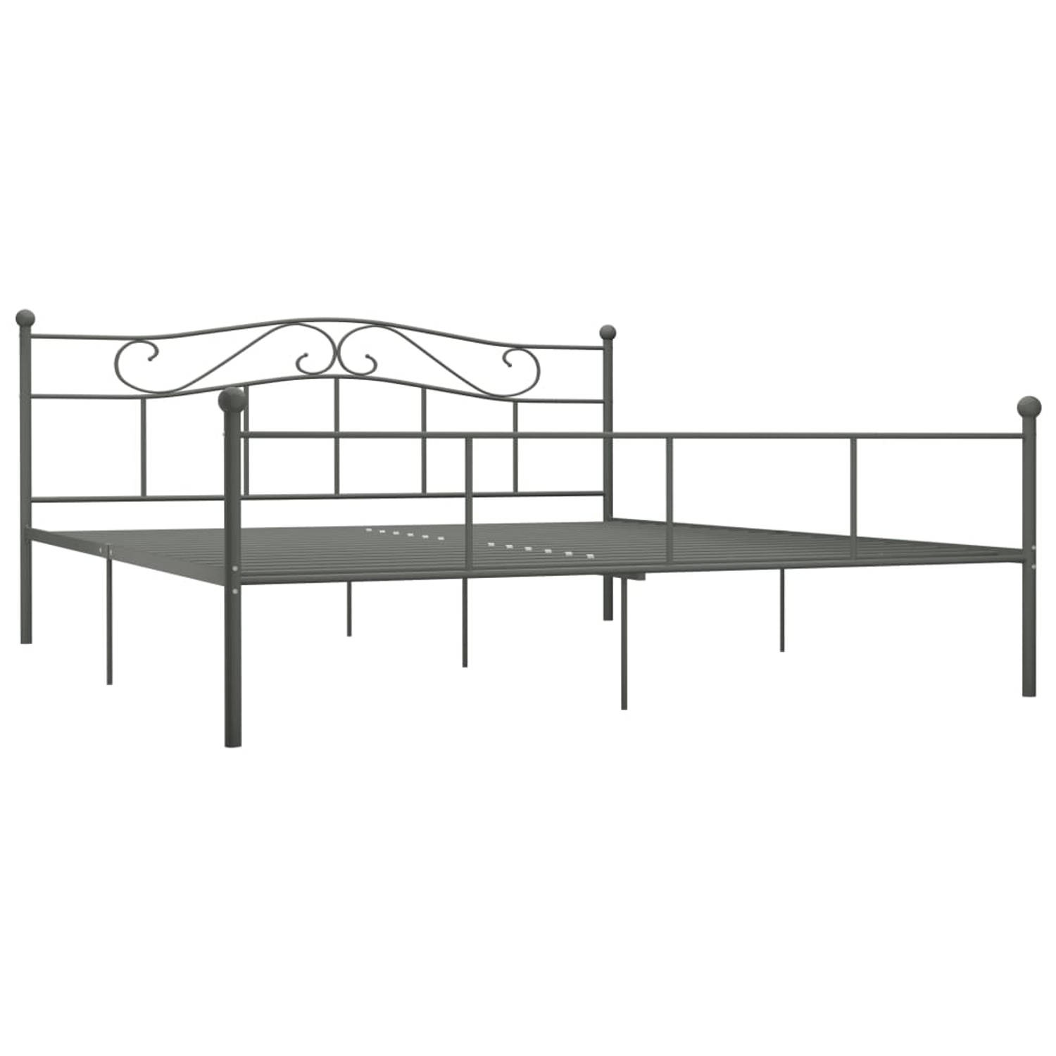 The Living Store Metalen Bedframe - Grijs - 208 x 187.5 x 95 cm - 180 x 200 cm matras