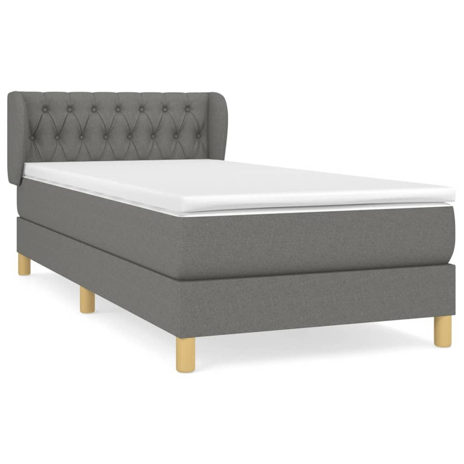 vidaXL Boxspring met matras stof donkergrijs 90x190 cm