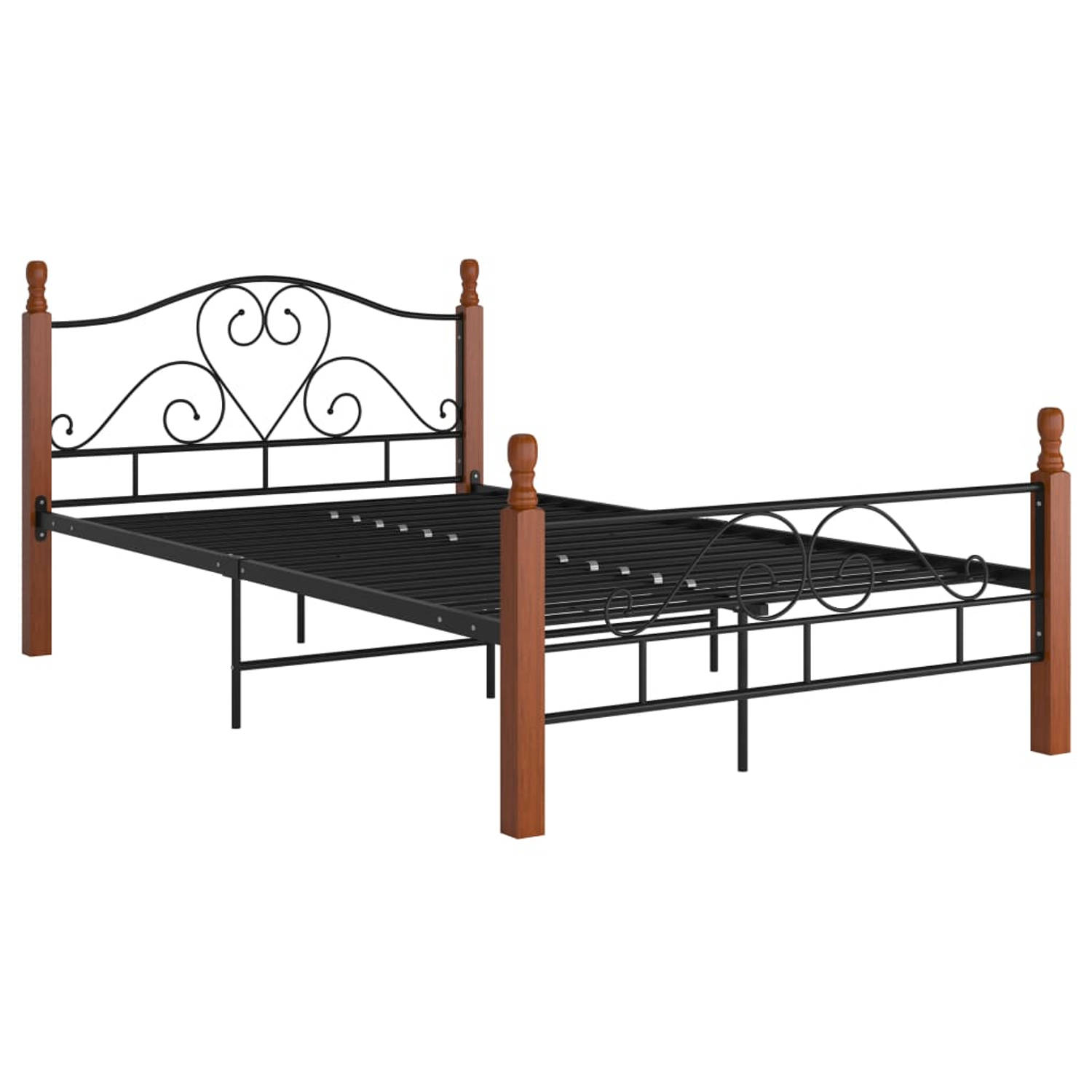 The Living Store Bedframe metaal zwart 120x200 cm - Bedframe - Bedframes - Bed - Bedden - Frame - Frames - Tweepersoonsbed - Tweepersoonsbedden - Bedombouw - Bedombouwen - Metalen